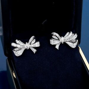 Luxury Designer Silver and Crystal Earrings